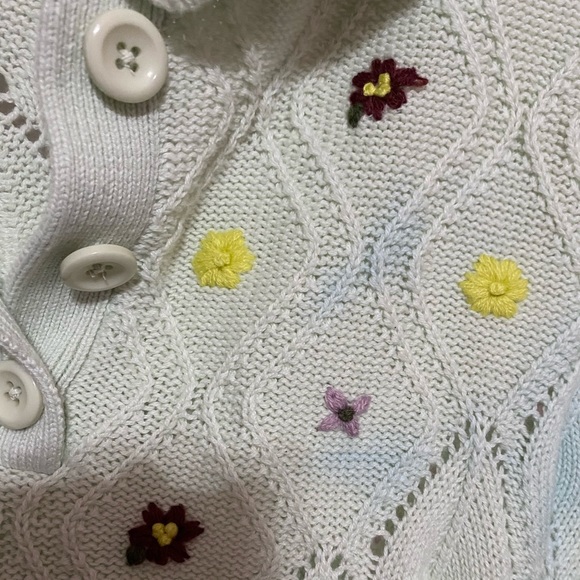 Sandy Liang x Target light green sweater with flower embroidery peter pan collar - Picture 5 of 7